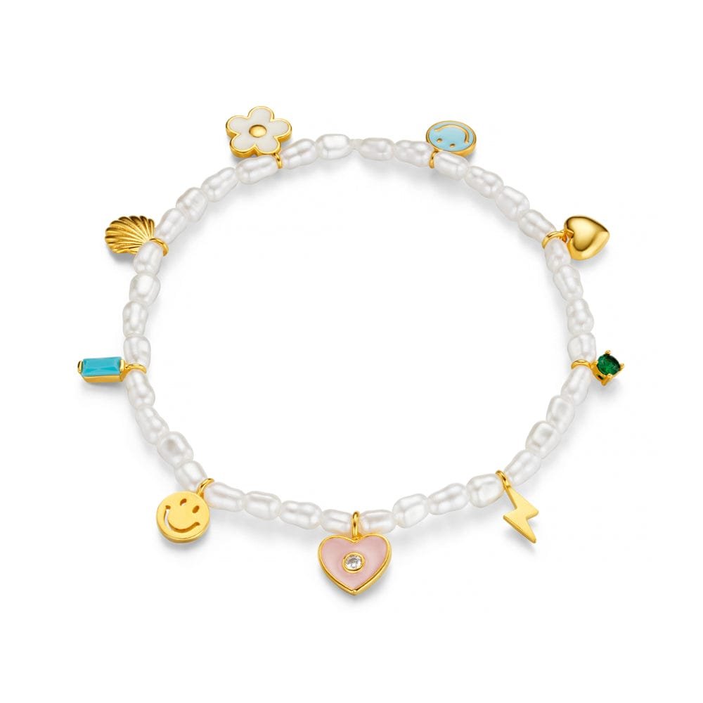 Pearl & Eclectic Charm Beaded Stretch Bracelet