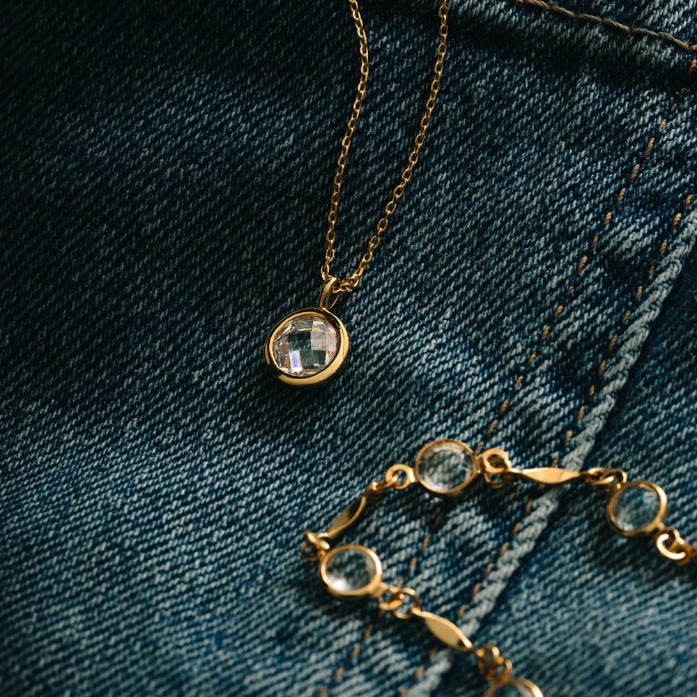 Faceted Crystal & Link Chain Bracelet - Image 3