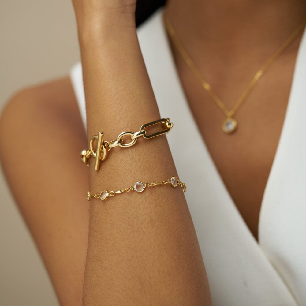 Faceted Crystal & Link Chain Bracelet - Image 2