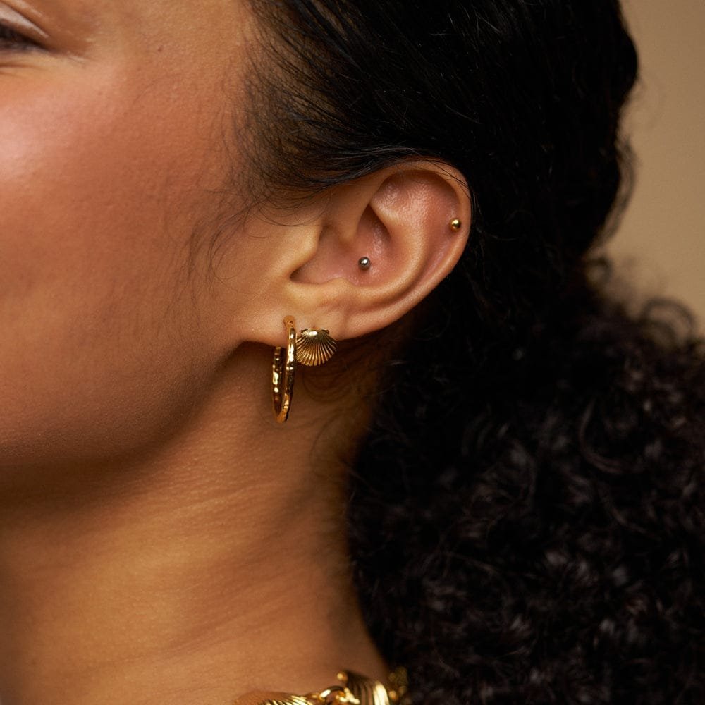 Shell & Molten Mid-Size Hoop Ear Stacking Set - Image 2