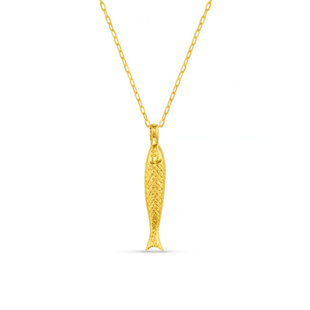 Textured Fish Charm Necklace