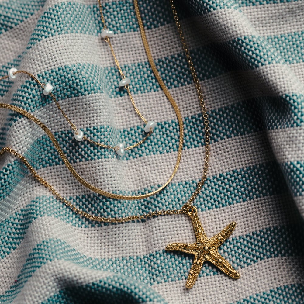 Starfish & Pearl 3-Row Necklace - Image 4