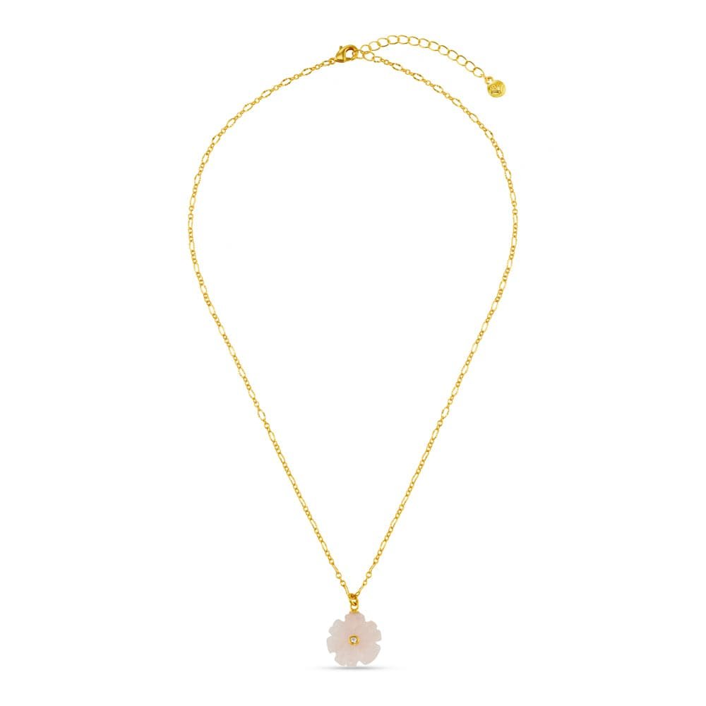 Rose Quartz Flower & Crystal Necklace - Image 3