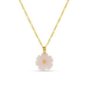 Rose Quartz Flower & Crystal Necklace