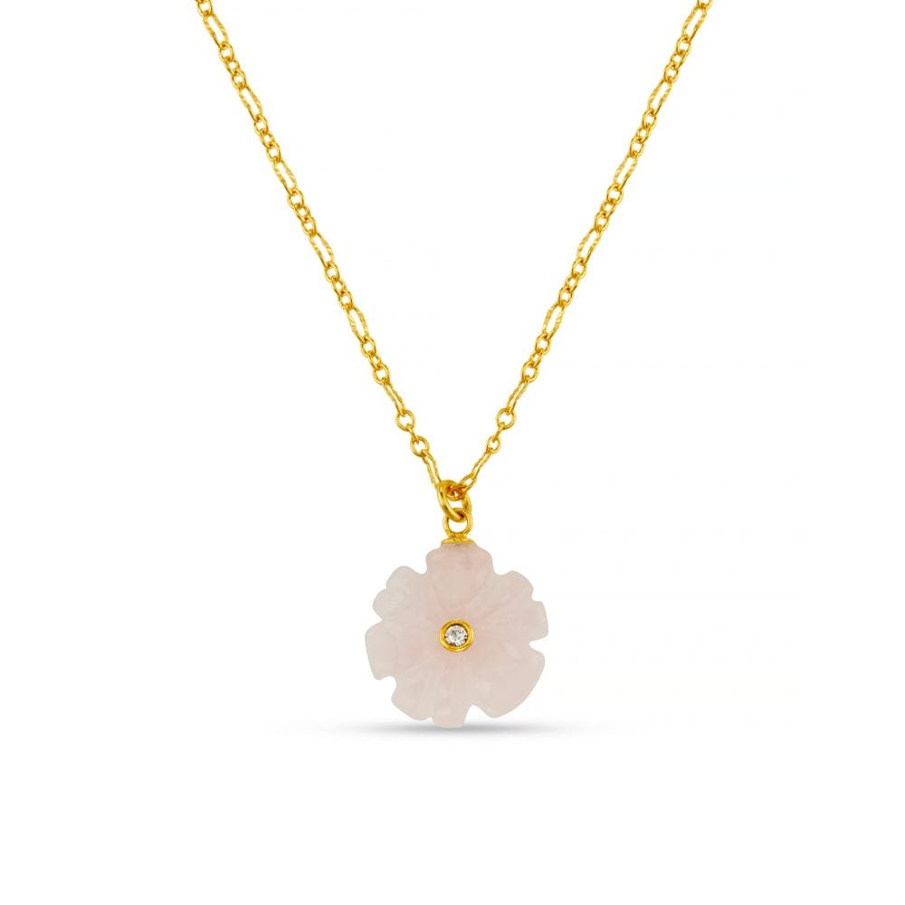 Rose Quartz Flower & Crystal Necklace