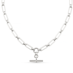 LUXE Linear Link T-Bar Necklace - Silver