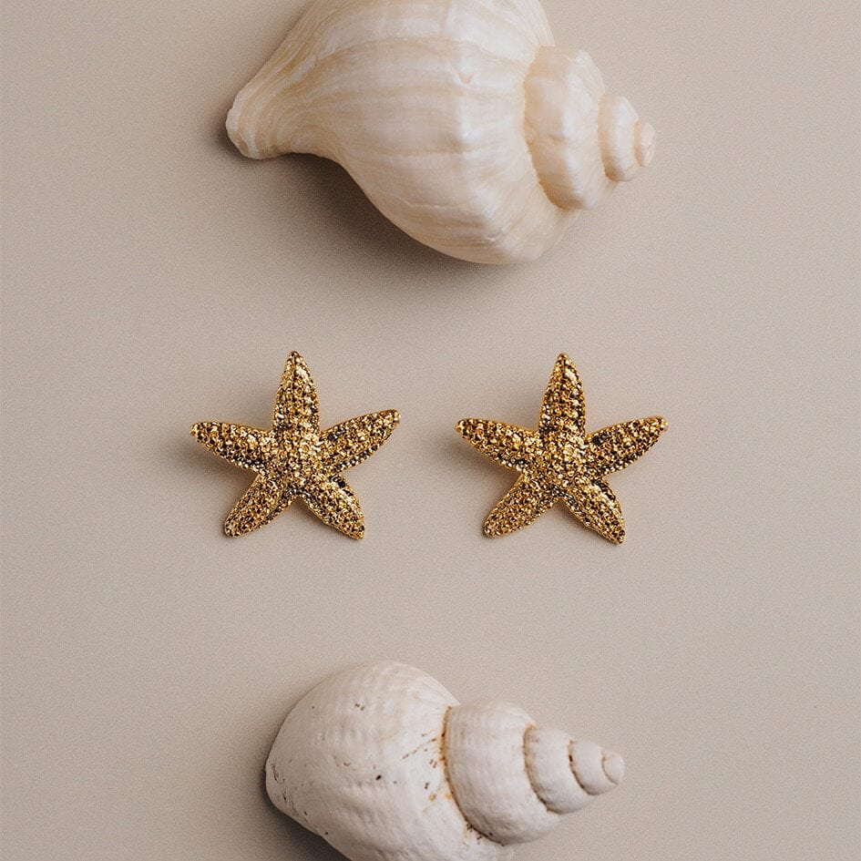 Textured Starfish Stud Earrings - Image 3